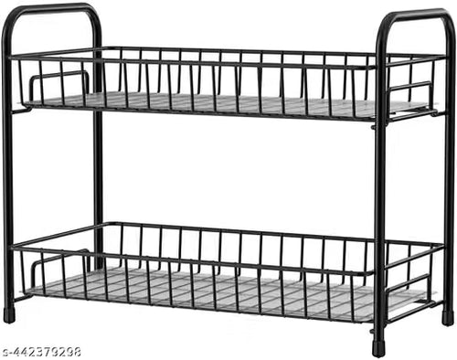 2 Tier Foldable Kitchen Spice Rack for Countertop, Bathroom, Storage Shelf Seasoning Organizer Kitchen Cabinet Holder