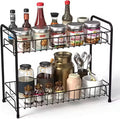 2 Tier Foldable Kitchen Spice Rack for Countertop, Bathroom, Storage Shelf Seasoning Organizer Kitchen Cabinet Holder