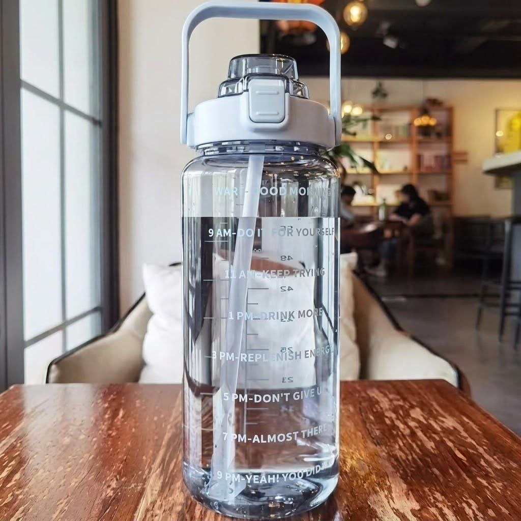 2 Litre Water Bottle with Time Markings, Big Water Bottle Motivational Water Bottle, Clear Water Bottle Plastic Water Bottle