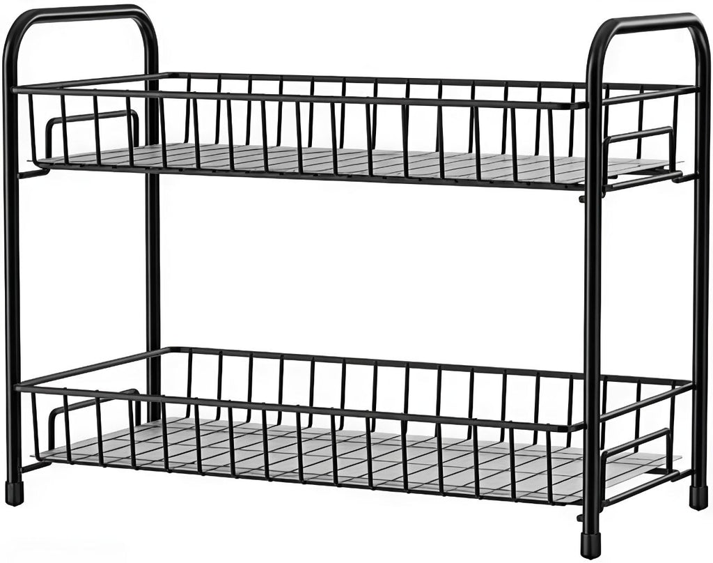 2 Tier Foldable Kitchen Spice Rack for Countertop, Bathroom, Storage Shelf Seasoning Organizer Kitchen Cabinet Holder
